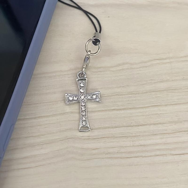1 Piece Alloy Inlaid with Artificial Rhinestone Cross Phone Charm, Phone Lanyard, Bag DIY Accessory.Mobile Phone Accessories