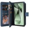 For Samsung Galaxy S24 FE Zipper Wallet Case with 15 Card Slots and Strap Leather Phone Cover