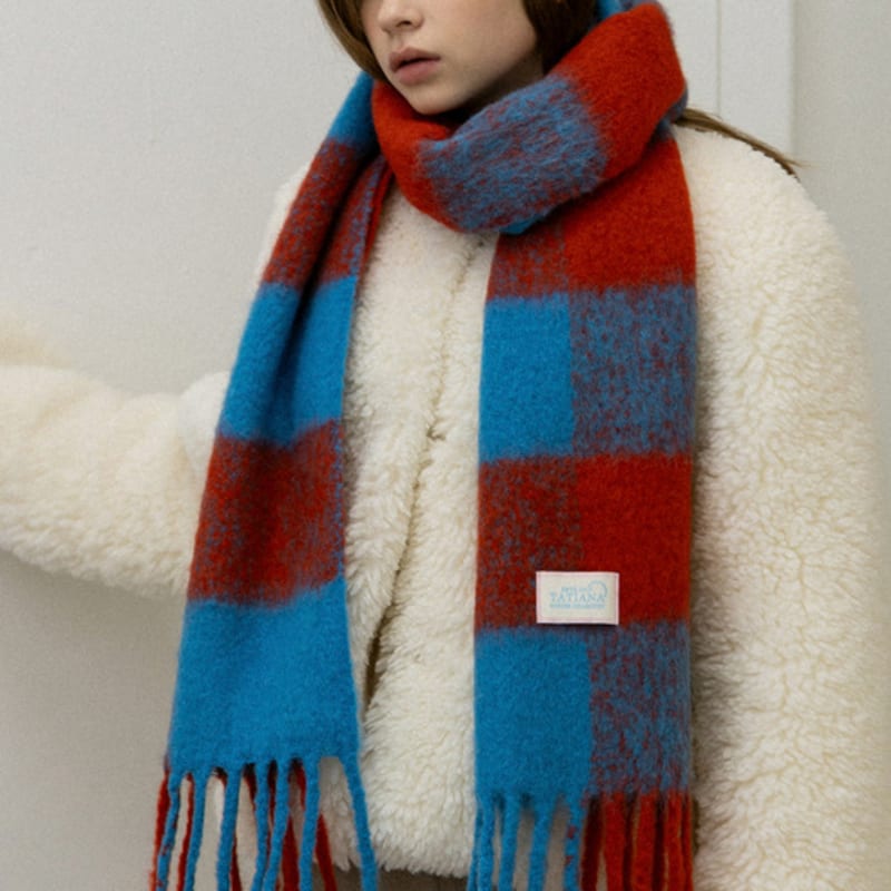 

TATIANA Blue Board Wool Blended Muffler MF8129 2 Colors BLACK