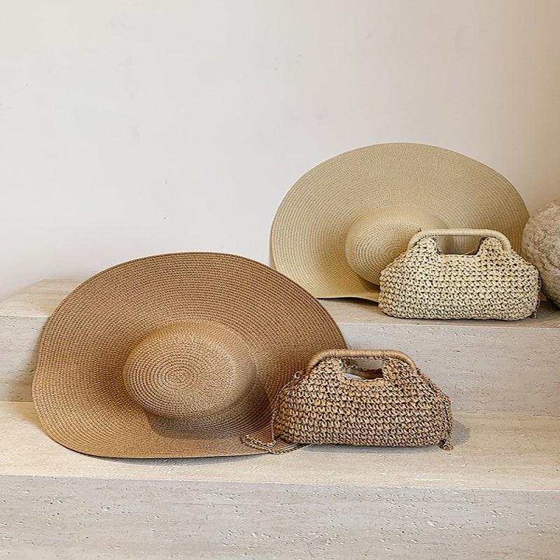 Elegant Summer Weave Chain Straw Bag Leisure Boho Straw Shoulder Bag Beach Casual Bucket Handbag For Ladies/Girls