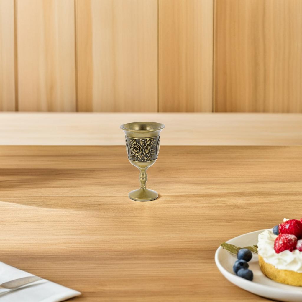 2Pcs Vintage Goblet Glasses Metal Embossed Wine Cup Royal Medieval Style Mini Goblet for Festive Banquet Table Setting