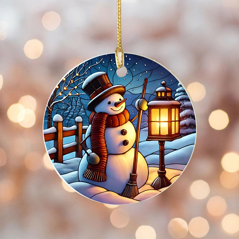 Christmas 2025 Ornament Christmas Decoration Holiday Gift Idea Round Ceramic Ornament Gift Exchange Xmas Tree Decor