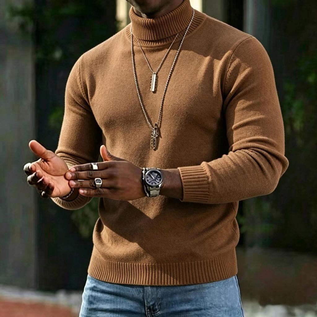 Men's Color Turtleneck Sweater for Casual Everyday Wear