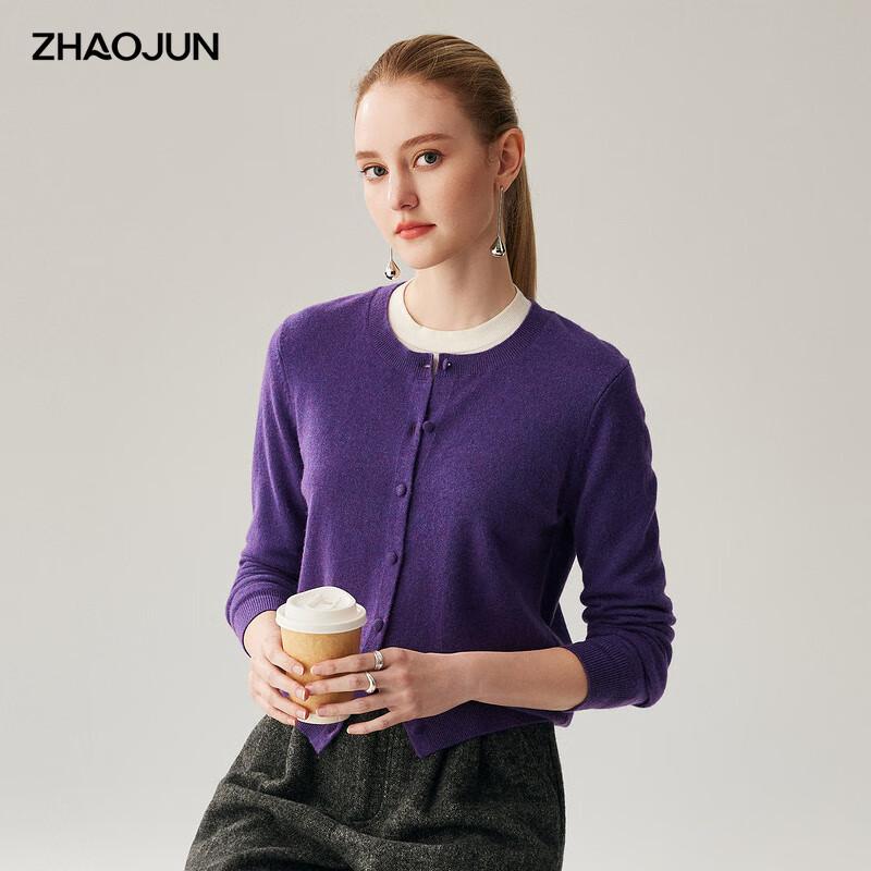 Zhaojun Women's 100% Cashmere Round Neck Cardigan