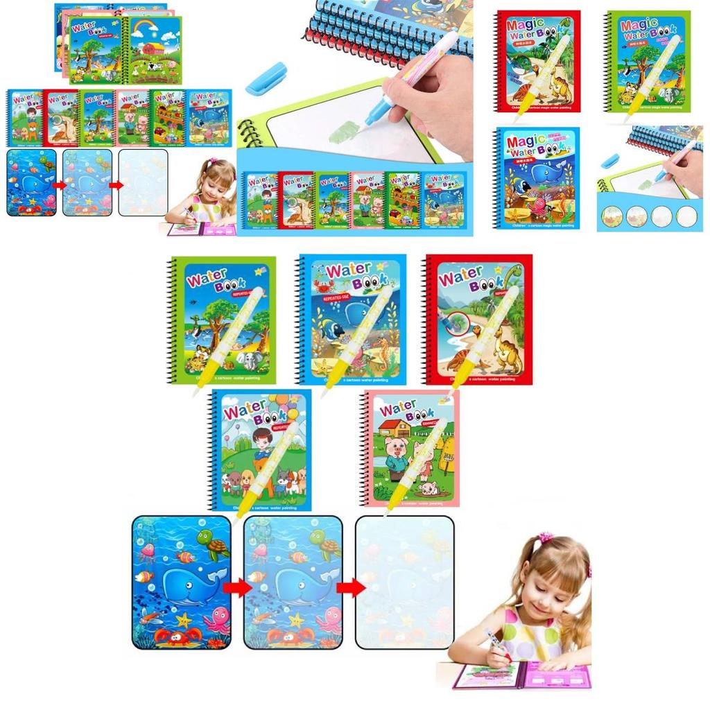 Colorful Reusable Water Painting Book For Kids With Fun Animal Designs For Creative Play