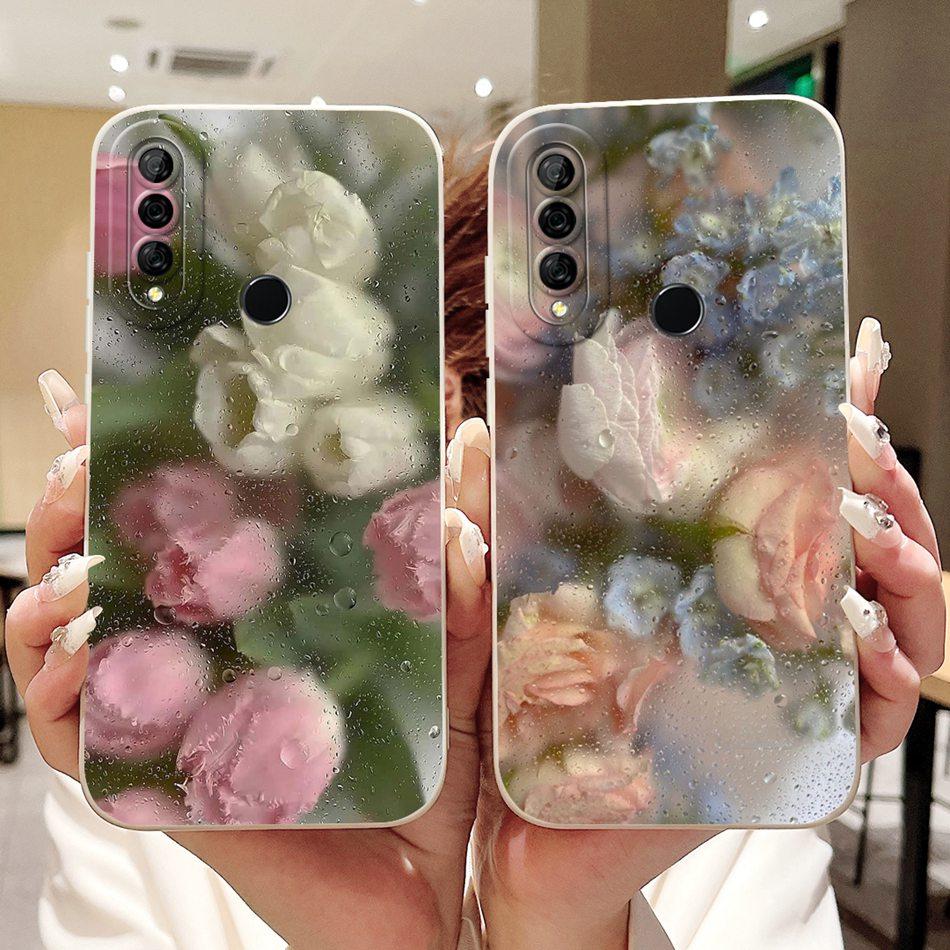 For Huawei Y6p MED-LX9 MED-LX9N Beautiful Bow Rose Painting Phone Case For Huawei Y6P 2020 Soft Silicone Shockproof Cases