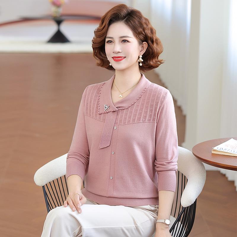2026 Spring Knitwear Sweater: Stylish Base Layer for Middle-Aged & Elderly Women - Perfect for Spring & Autumn