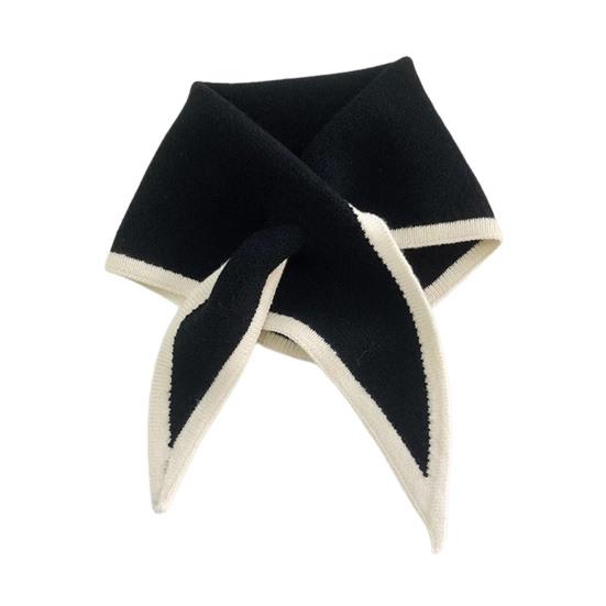 Women Scarf Patchwork Color Piercing Wrapped Short Scarf Fake Collar Winter Outdoor Cycling Wrap Around Scarf
