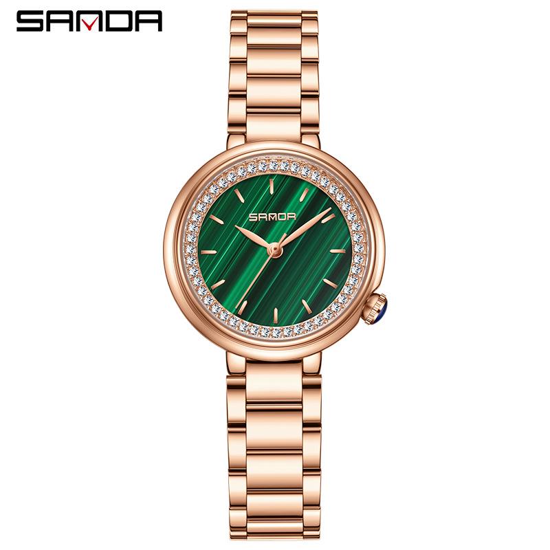 Sanda Women's Diamond-Studded Quartz Watch: Fashionable, Light Luxury, Versatile Steel Band 