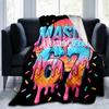1PC Custom Name Sunny Ice Cream Celebration Flannel Blanket Versatile,all-season Throw Suitable for the Living Room,bedroom,camping,travel,and Gift