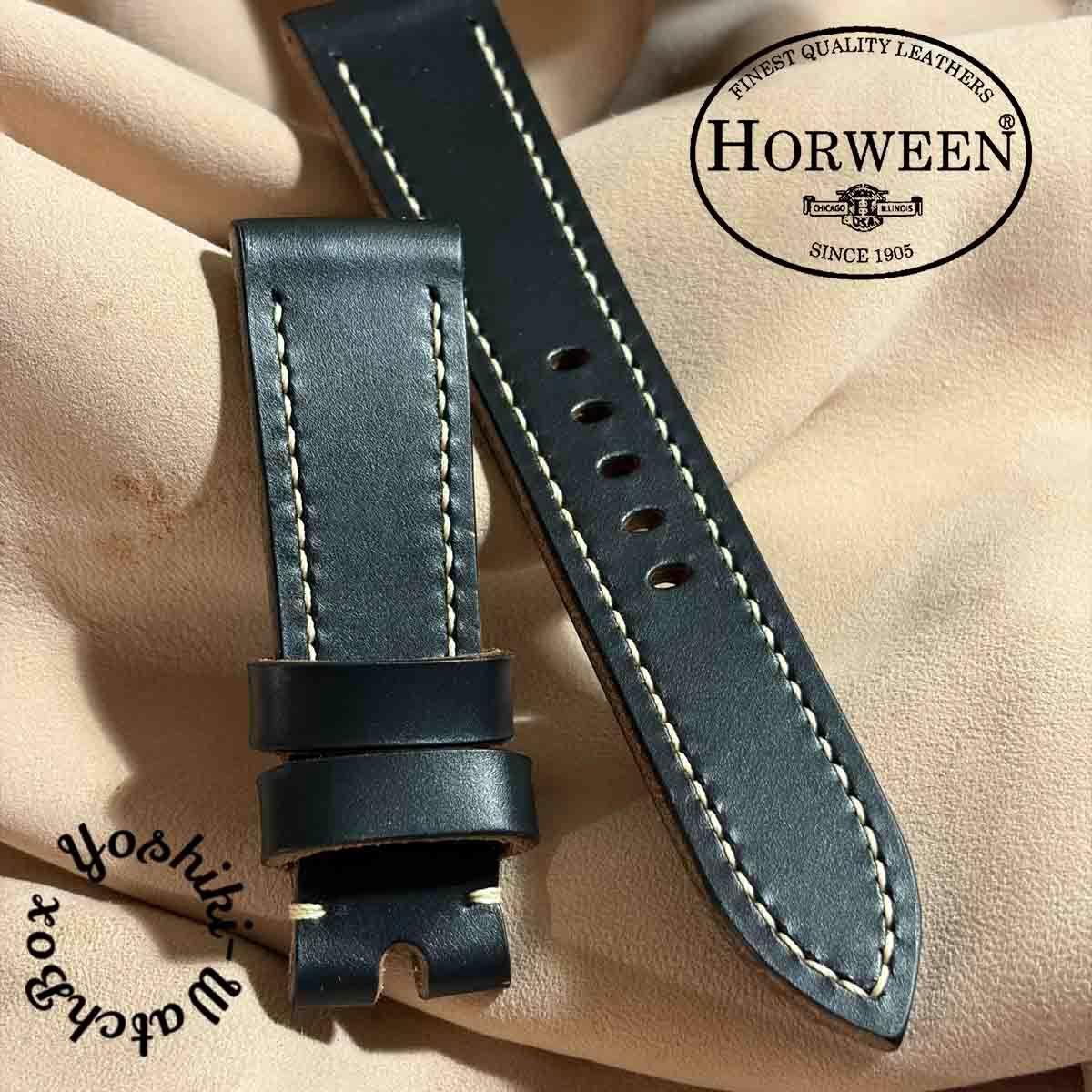 Used hor-280 HORWEEN Horse Butt CXL / Black Watch Strap (Lug 22mm - Buckle Width 20mm)