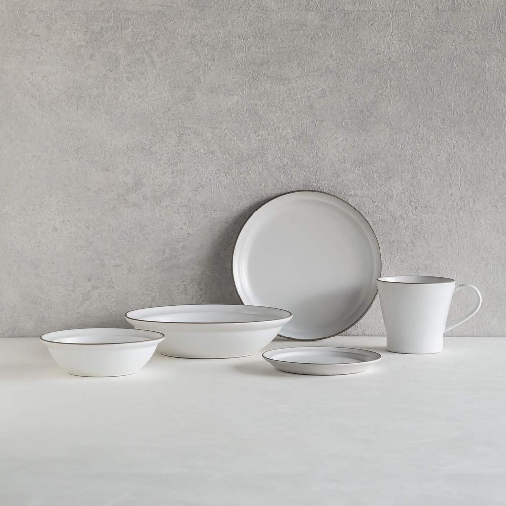 TAMAKI Single-Person Tableware Set (White): 350ml Mug, 300ml Small Bowl, and 700ml Curry & Pasta Plate (T-924952) [Parallel Import]