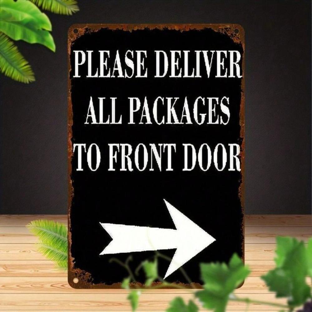 Vintage Metal Wall Sign Courier Instruction Poster for Door