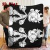 2D Black & White Characters 2D Flat Pattern Flannel Blanket High quality All Seasons Warmth and Comfort Perfect for Christmas Gifts.MMT0918012