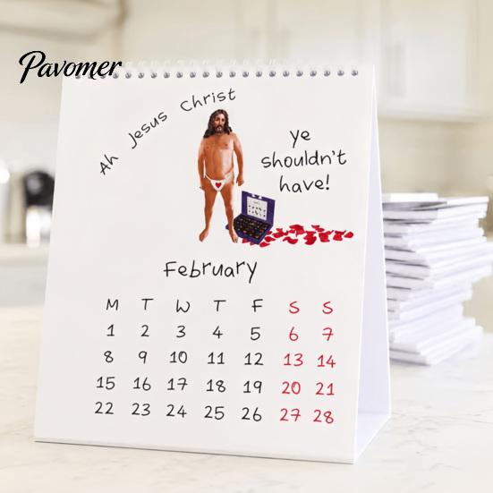 Retro Wall Calendar 2027 Funny Calendar, Large Grid Monthly Planner, Humor Daily Office Planner Desk Decor for Home Office, Creative Paper Art