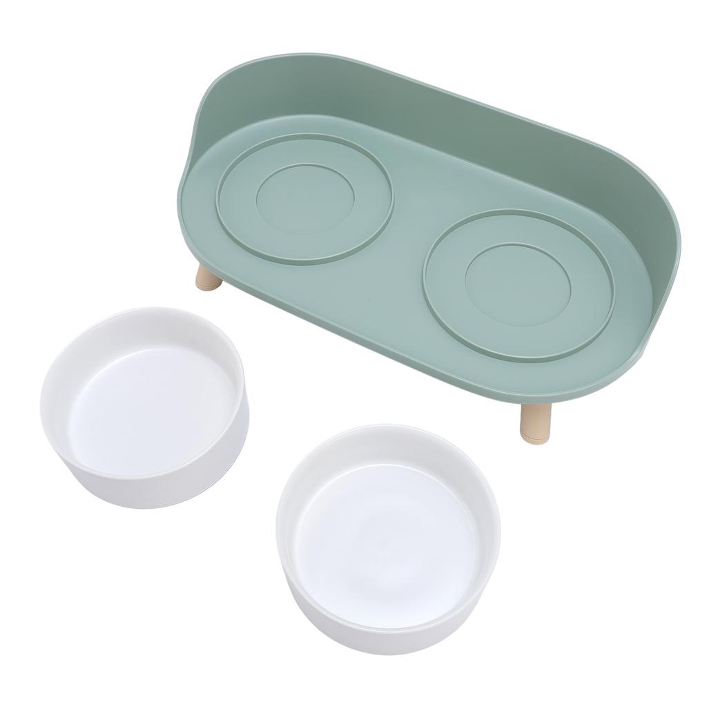 Raised Ceramic Cat Bowls with Stand Cervical Spine Protection Splash Proof Pet Food Water Bowl Set