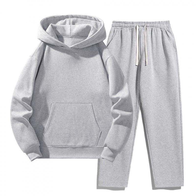 Men's and Women's Thick Plus Velvet Hoodie and Sweatpants Set - European Size, Loose Fit for Spring, Autumn, and Winter.