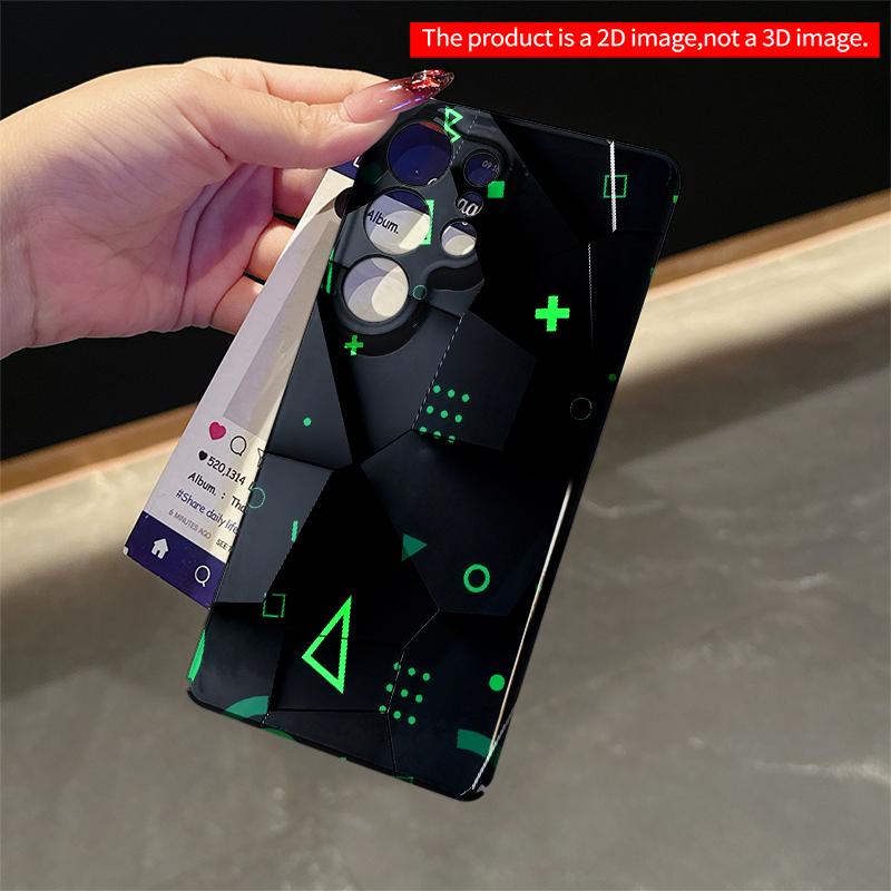 2DFlat Samsung phone case Geometric Green Accents on Dark Hexagonal Tile Design Applicable to Galaxy S22 S23 S24 S25ULTRA S26 A12 A13 A14 A15 A16