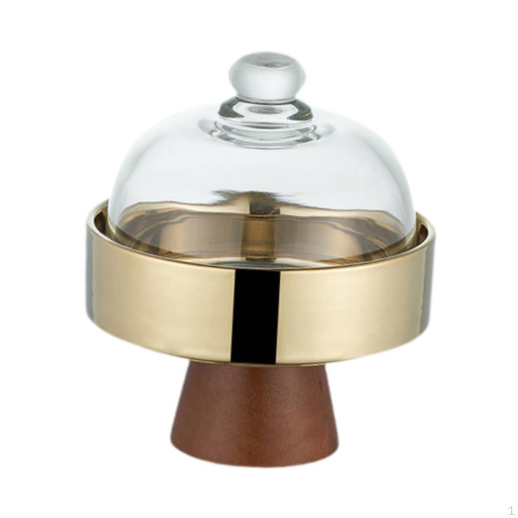 Elegant Wooden Cake Stand with Glass Cover for Desserts And Pastries