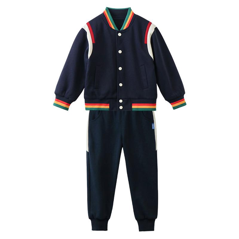 

Blue Primary School and Kindergarten Three-Piece Uniform Set for Spring, Autumn, and Summer Sports Events 110 cm