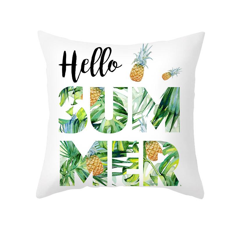 Ins Summer Green Plant Pillow Cover New Watercolor Pineapple Sofa Cushion Cover Home Supplies Pillow