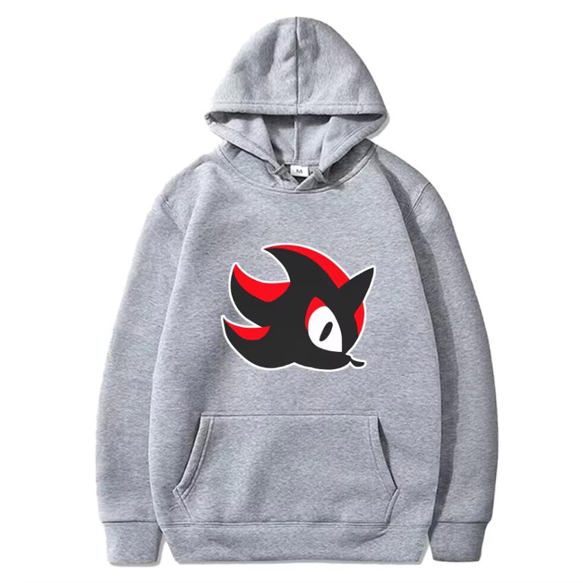 Autumn and Winter Fun Harajuku Sweatshirt Shadow the Hedgehog Logo Printed Black Men's and Women's Hoodies Long Sleeve Hoodies