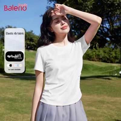 Baleno Damen gerafftes eng anliegendes T-Shirt mit kurzen Ärmeln