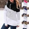 Kadın Kapüşonlular Lepord Renk Engelleme Uzun Kollu Tişörtü Moda Kapşonlu Kazak Kazak Gömlek Tops