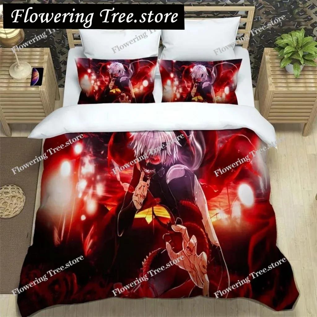 Set Biancheria da Letto in Poliestere con Stampa Digitale Anime di Moda Giapponese per Ragazzi e Ragazze, Set Biancheria da Letto per Giovani, Regalo per Coppie
