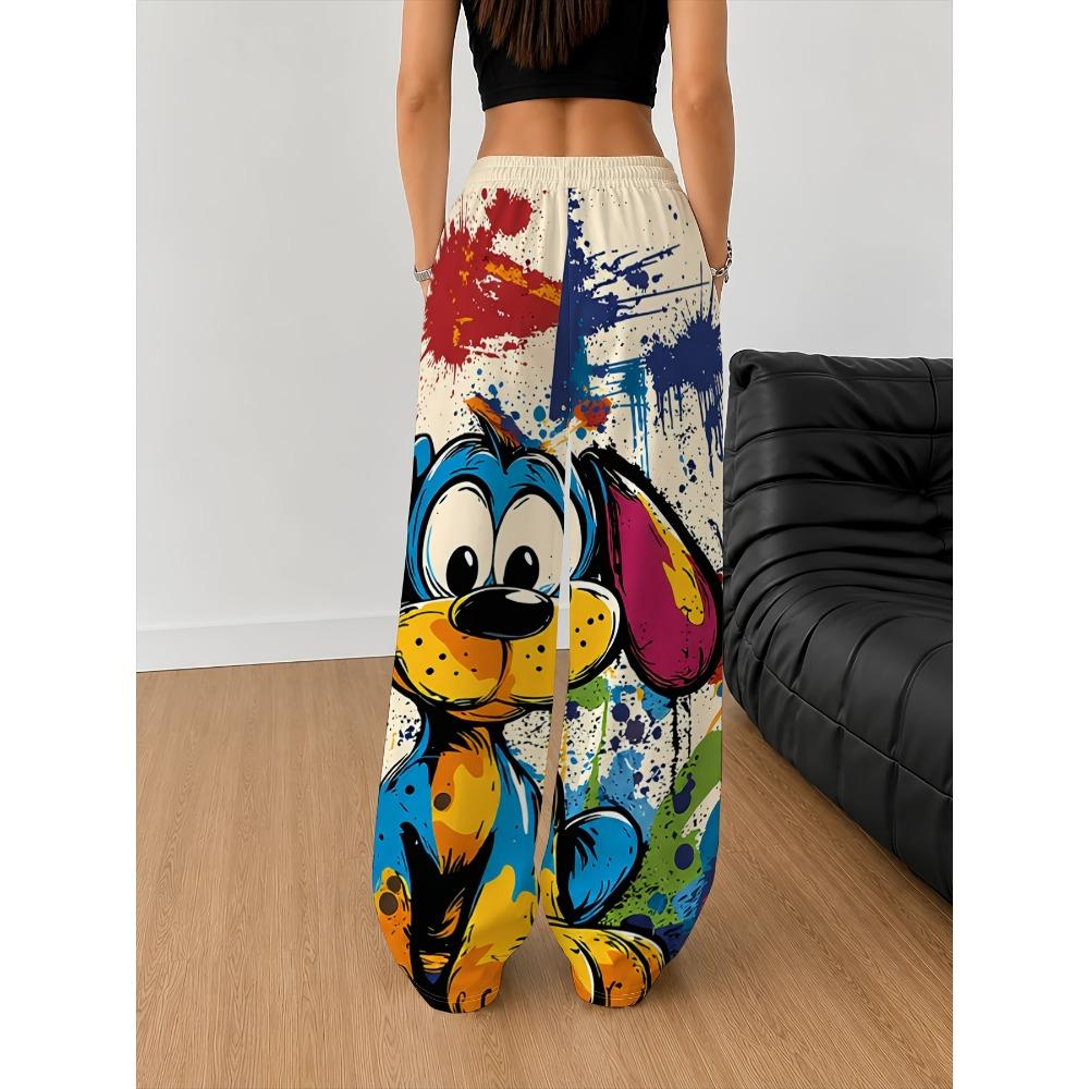 Women's Fashion Casual Wide-leg Pants Trousers Drawstring Elastic Waist Spring and Autumn Sweatpants
