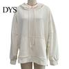 Waffle Texture Women Hoodie Fall Spring Big Pocket Drawstring Hooded Loose Slit And Autumn For Hem Pure Color Knitted Sportwear Top Warm Winter