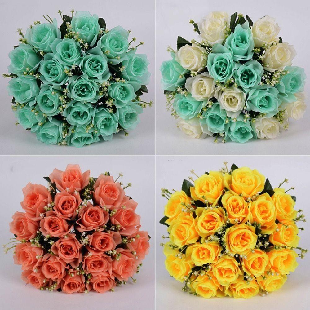 18 Köpfe Echte Glücksblume 10 Farben Natürlich Simulierte Rose Kristallgras Strauß Heimdekorativ