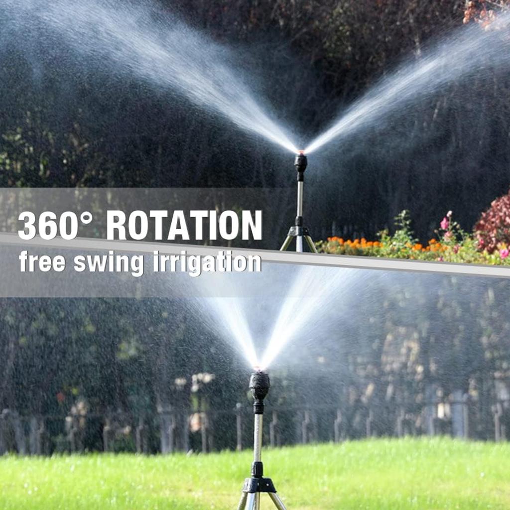 2Pcs Rotating Tripod Sprinkler 360 Degree Automatic Rotating Irrigation Watering Sprinkler Telescoping Tripod Sprinkler