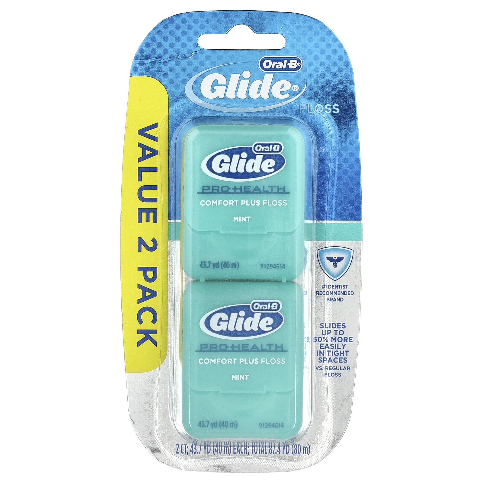 

Oral-B, Glide, Pro-Health, Comfort Plus Floss, Mint, 2 Pack, 40M (43.7Yds) Each