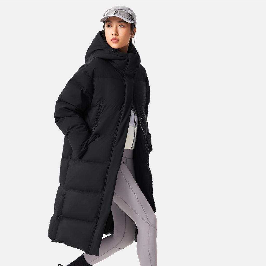 Li Ning Serie Fitness Sportivo Casual Semplice Largo Resistente al Freddo Caldo Outdoor Giacca Lunga Piumino Donna Capispalla Nero AYMU110-2