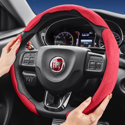 Suitable for Fiat Sports Suede Steering Wheel Cover, Split Snap-On Type, Non-Slip and Durable, for Models Such As 500 Panda Pandina Tipo Egea Strada 