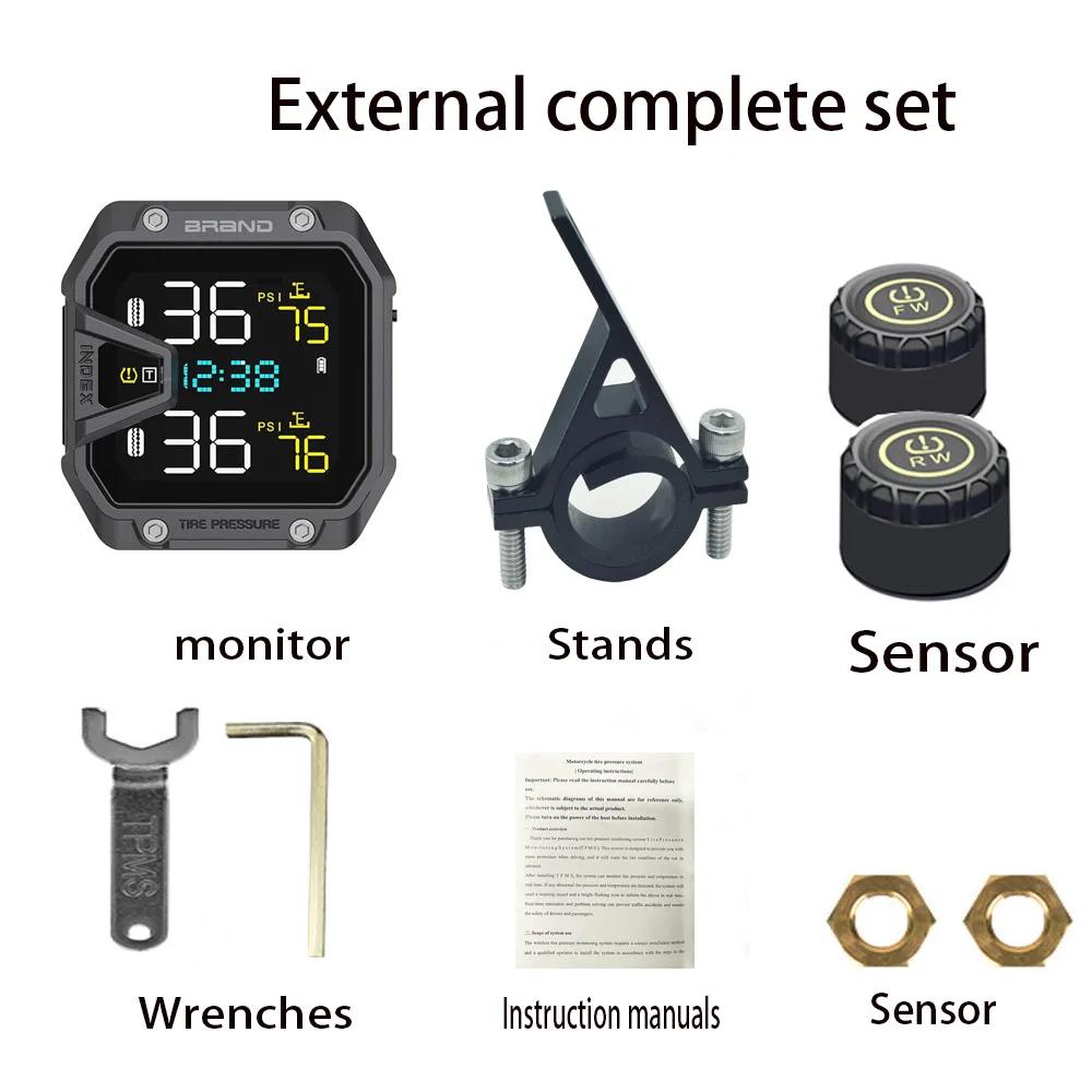 TPMS Motorcycle Tire Pressure Monitoring System With Exteral Sensors Smart Tyre Alarm Kit Universal Motorbike Accessories