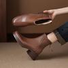 Krazing Pot Cow Skin Round Toe Thick Heels Chelsea Boots Size 42 Back Zip Women Keep Warm Ankle Boots