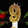 Large Gold 3D Digital Birthday Candle Crown Style Long Burning for Retirement Celebration Party Cake Decor