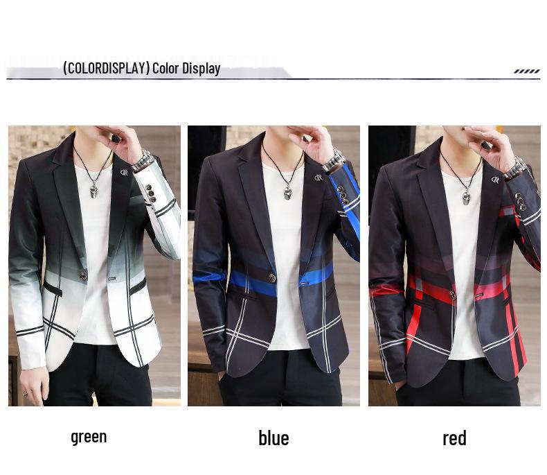 Men's Slim Fit Gradient Plaid Blazer - Spring 2021 Trendy White Jacket