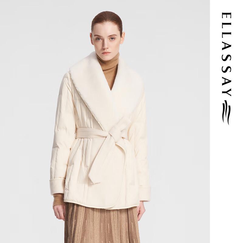 

ELLASSAY Women s Elegant Suede Belted Goose Down Jacket M