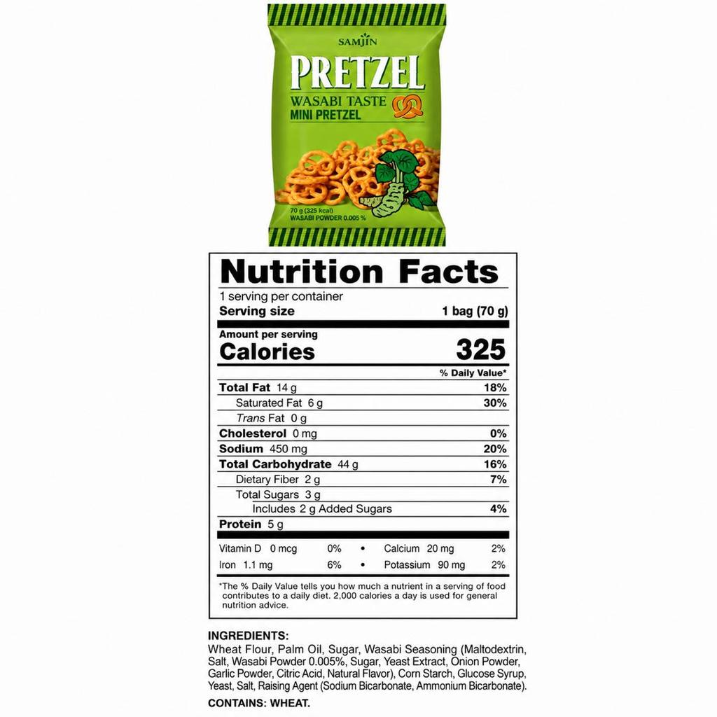 SAMJIN Mini Pretzel Biscuits Wasabi Flavor 70g 6pack