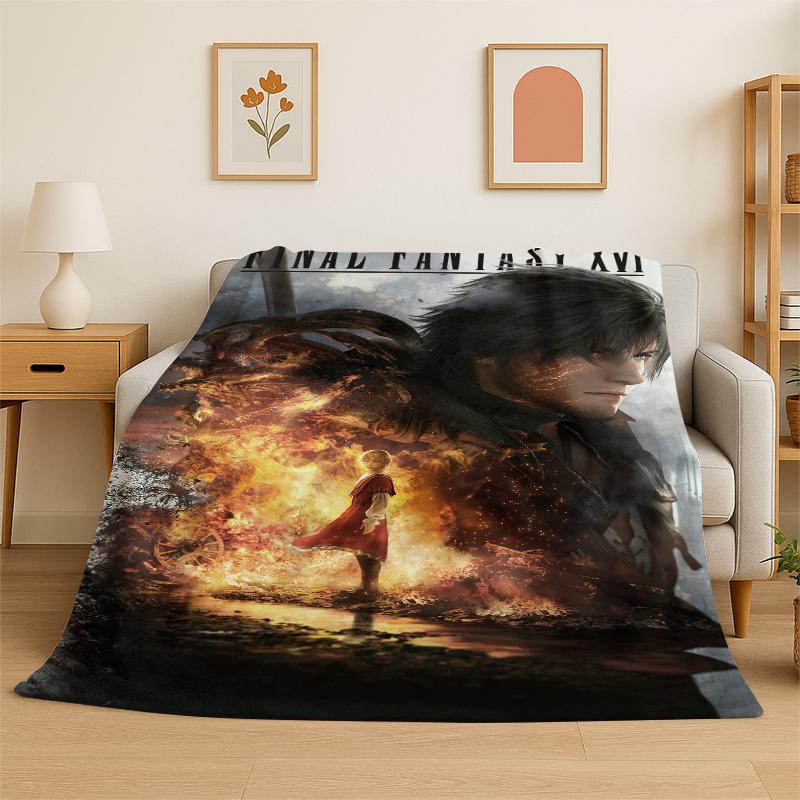 Cloud Tifa Final Fantasy Games Sephiroth Flannel Blanket Soft Warm Throw Blanket for Bedroom Living Room Bed Travel Picnic Gift