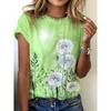 2026 New Women 3D Dandelion Graphics Print T-Shirts Fashion Casual Clothes Short Sleeves Top Summer Tees O-Neck Women's Clothing