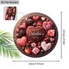 Happy Valentine's Day Chocolate Heart Wooden Sign, Round Front Door Decor, Sweet Treats & Roses Wall Hanging - Ideal Romantic Gift
