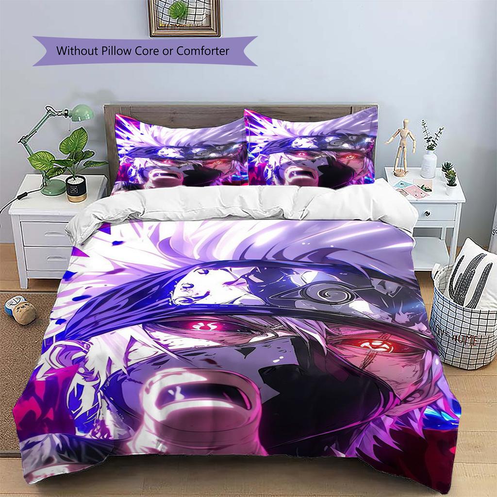 Kakashi Hatake Patterned Pillowcase & Duvet Cover Set Bedroom Decor Bedding Nice Gift Option for Anime Admirers.-TING