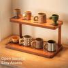Freestanding Wooden Storage Rack Easy Access Tabletop Cup Holder  Tea Room
