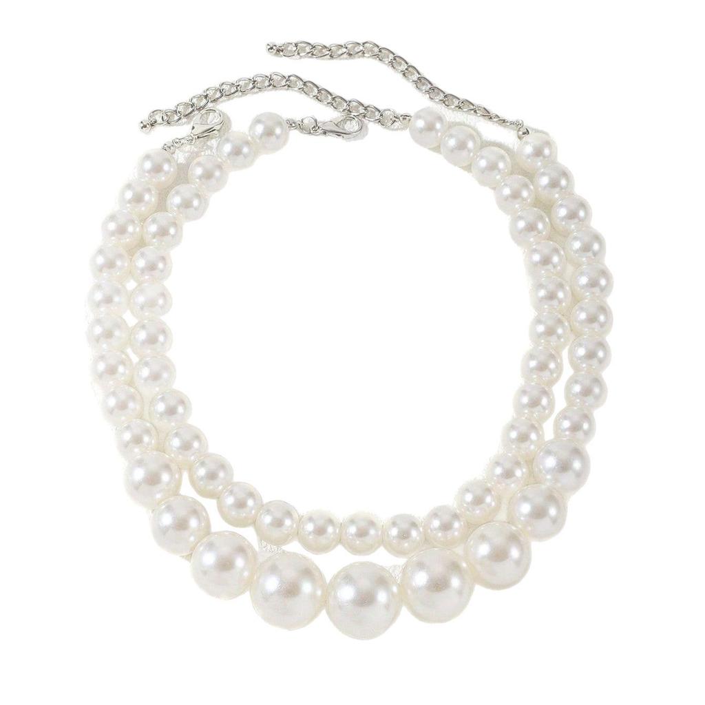 European & American Retro Double Layer Clavicle Pearl Necklace Set