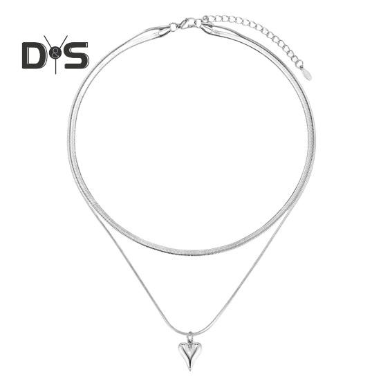 

Ожерелье в стиле хип-хоп, двухслойный кулон «Любовь», ожерелье-чокер с регулируемой длиной, ожерелье в уличном стиле серебряный