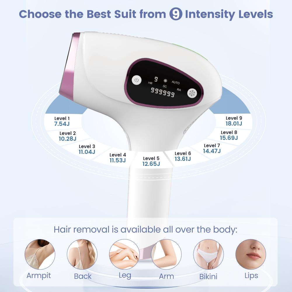 High Power Ice Cooling Best Laser Epilator Handheld  Ipl Laser Hair Removal  Removing Hair Painless At-home 3 in 1